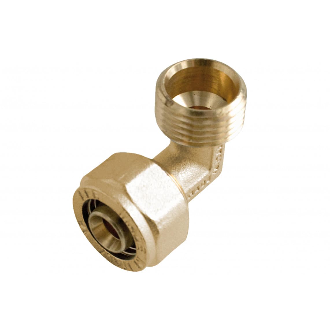 988907355 LT coude 90°, vierge, 20 mm x 1/2" M, raccord à serrer pour tube multicouche