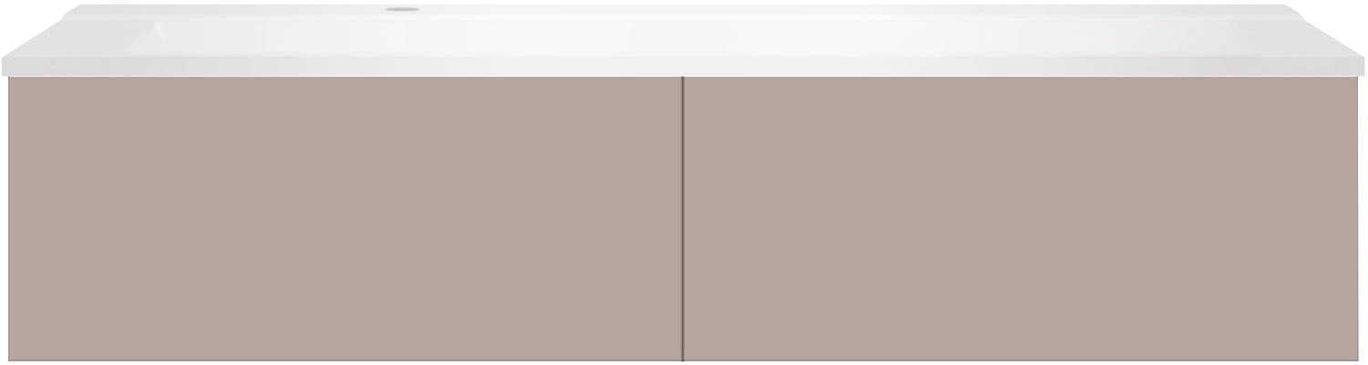 SOUS MEUBLE COFFEE 2 TIROIRS 140 MAT BASALTGRIJS+LAVABO GAUCHE BLANC MAT