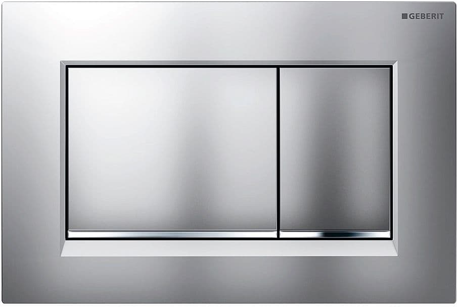 PLAQUE DE COMMANDE 2 TOUCHES SIGMA20 CARRE GEBERIT CHROME-MAT AVEC BANDES DESIGN EN CHROMé BRILLANT