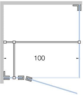 PORTE PIVOTANTE AVEC PARTI FIX+PAROI LATERAL CLOSE <100CM H 200CM NOIR MAT-SATIN