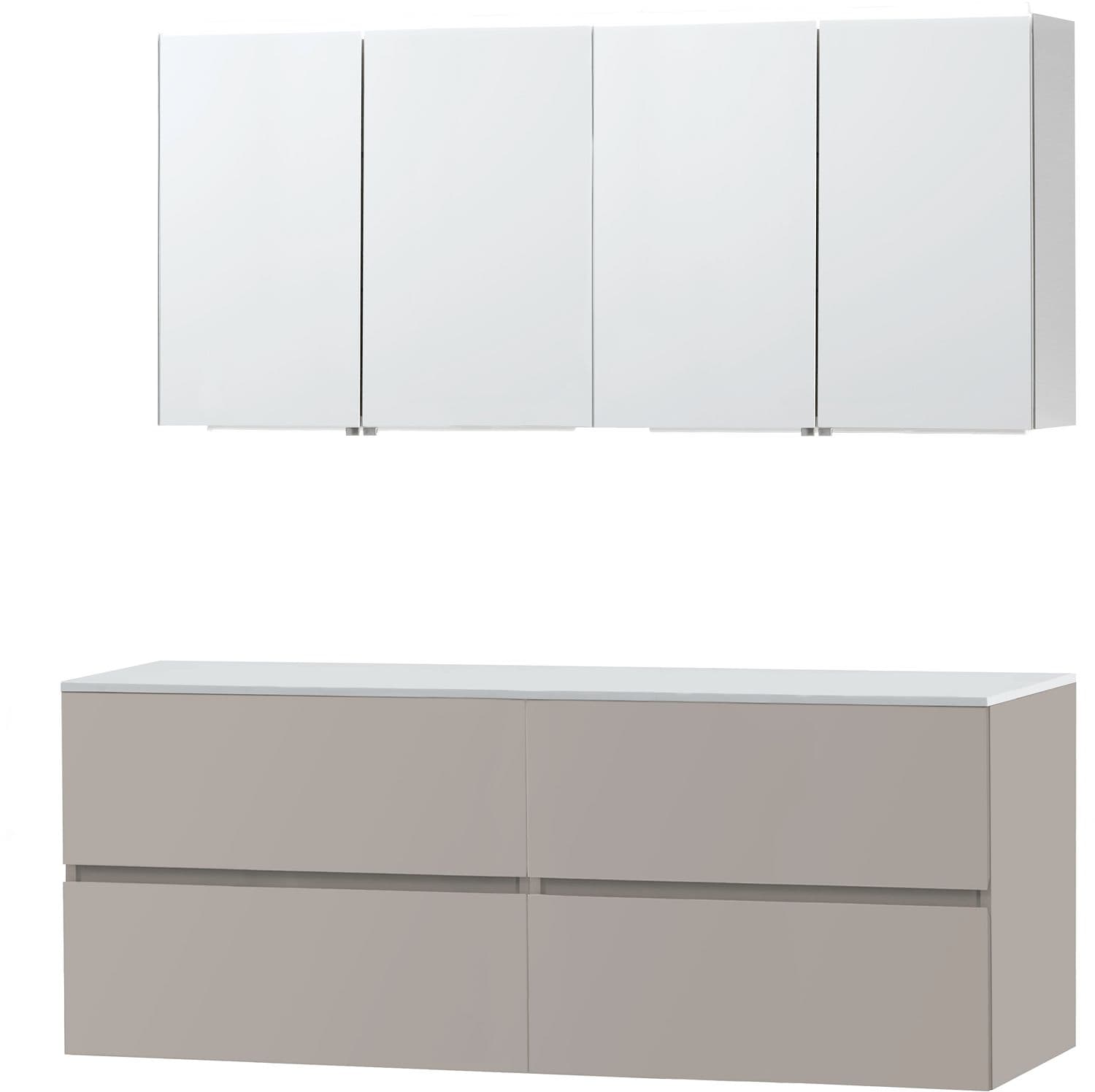 MEUBLE MOLTO GRIS 160 POUR LAVABO A POSER SOLID ARMOIRE TOILETTE