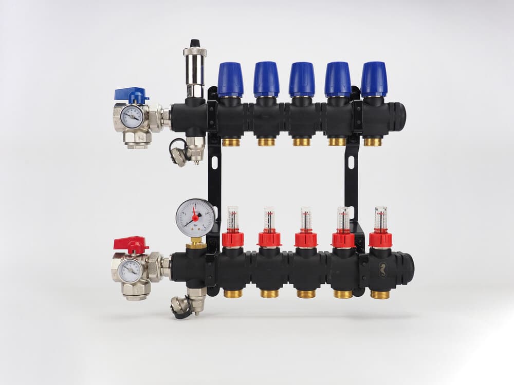 Van Marcke Floor Heating collecteur en matière synthétique entièrement prémonté pour 4 circuits de chauffage