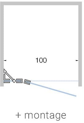 PORTE PIVOTANTE+PARTI FIX NICHE CLOSE <(><<)>100CM H200CM SATIN-BLANC MAT AVEC MONTAGE
