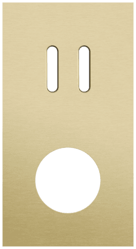 Plaque de recouvrement double, verticale 71 mm d'entraxe, pour une fonction de commutation double et une fonction de prise de courant, Niko Rocker alu gold brushed