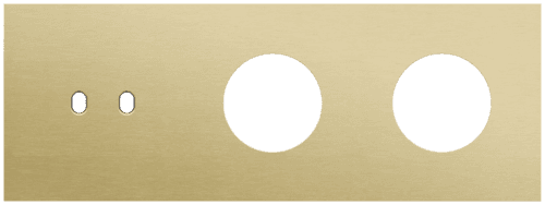 Plaque de recouvrement triple, horizontale 71 mm d'entraxe, pour une fonction de commutation double et deux fonctions de prise de courant, Niko Toggle alu gold brushed