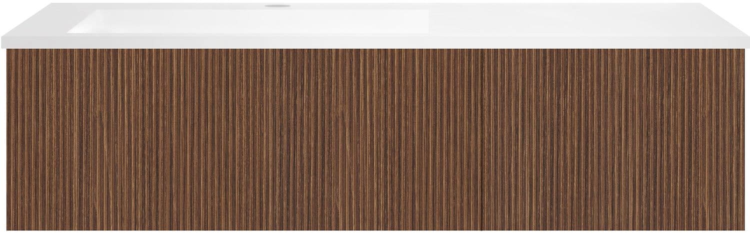 SOUS MEUBLE COFFEE 2 TIROIRS 120 NOYER SMARTLINE+LAVABO GAUCHE EN MARBRE SYNTHETIQUE BLANC MAT