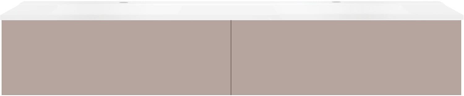 SOUS MEUBLE COFFEE 2 TIROIRS 180 DUO BASALTGRIJS +DOUBLE LAVABO BLANC MAT
