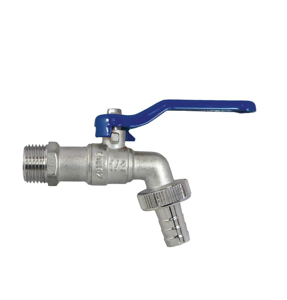 Robinet sphérique double service avec manette longue 1/2" bleu