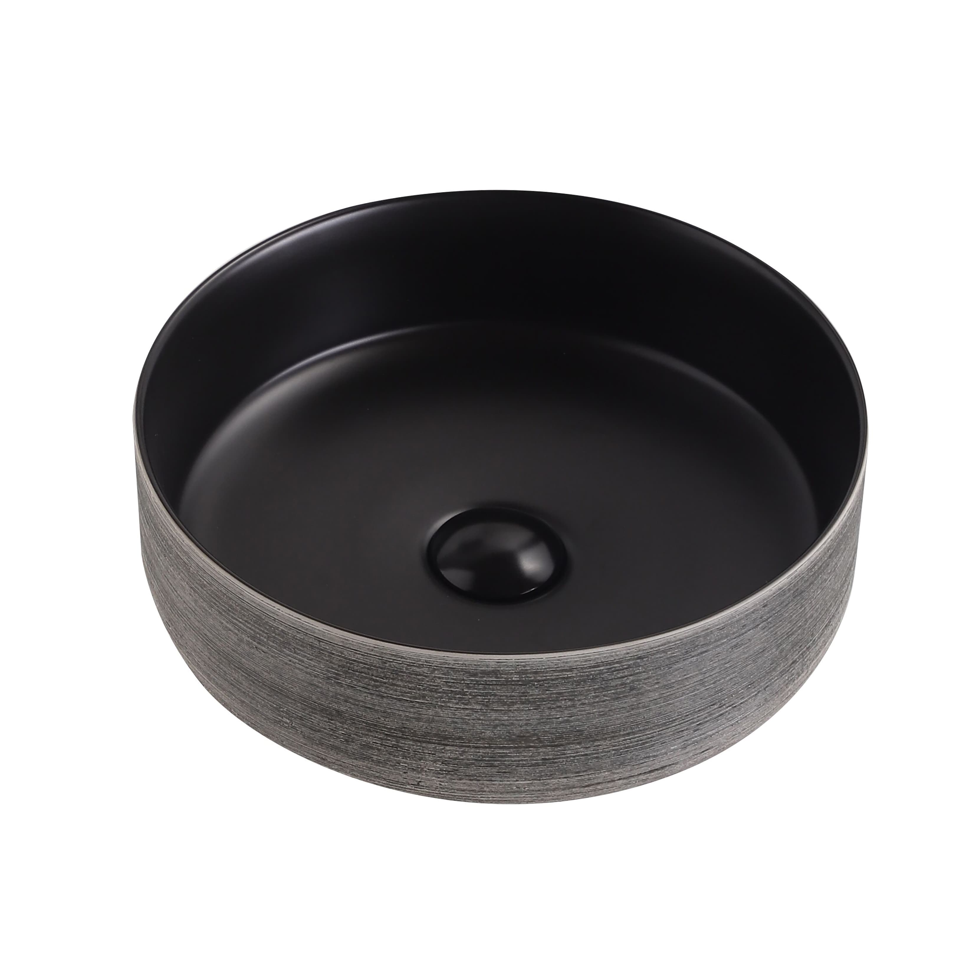 ALONI TURO LAVABO AVEC RELIEF - À POSER – SANS TROP-PLEIN – SANS TROU DE ROBINET – CÉRAMIQUE – 36X12X36 CM – GRIS/NOIR MAT