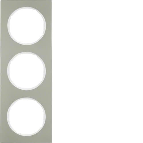 Plaque de recouvrement 3 postes Berker R.3 Inox / Blanc polaire