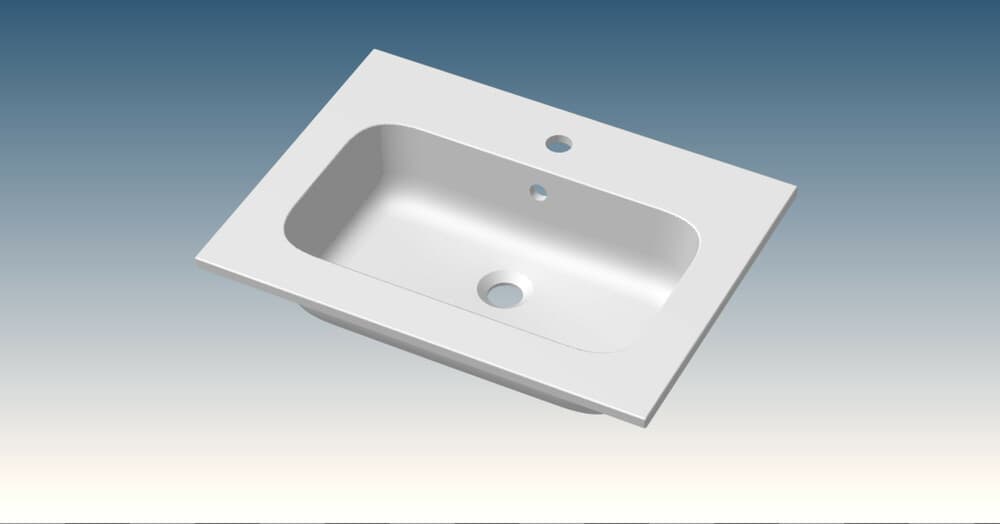 Van Marcke Paco tablette avec 1lavabo intégré 1 trou 600x15x460mm blanc mat