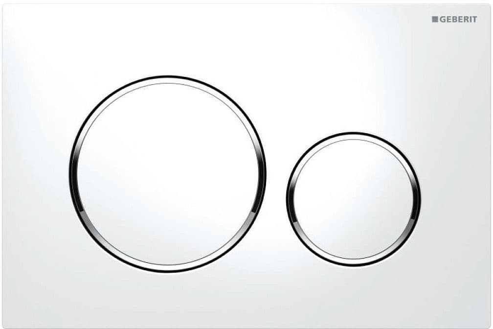 PLAQUE DE COMMANDE 2 TOUCHES SIGMA 20 GEBERIT BLANC BRILLANT-CHROME BRILLANT