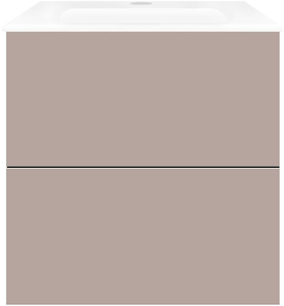 SOUS MEUBLE COFFEE 2 TIROIRS 60 GRIS BASALTE MAT +LAVABO PORCELAINE BLANC