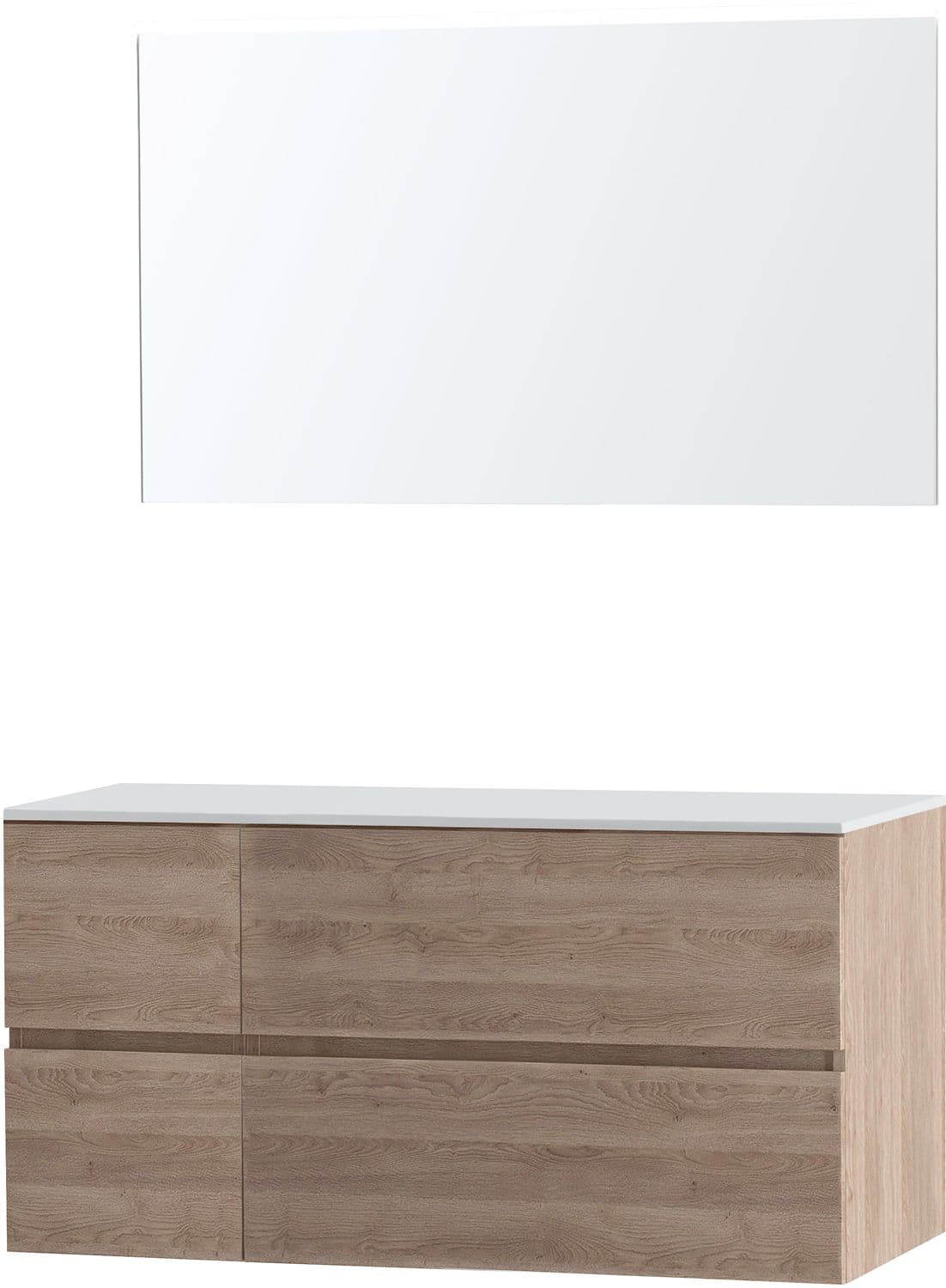MEUBLE MOLTO CHENE NATUREL 125 POUR LAVABO A POSER SOLID MIROIR