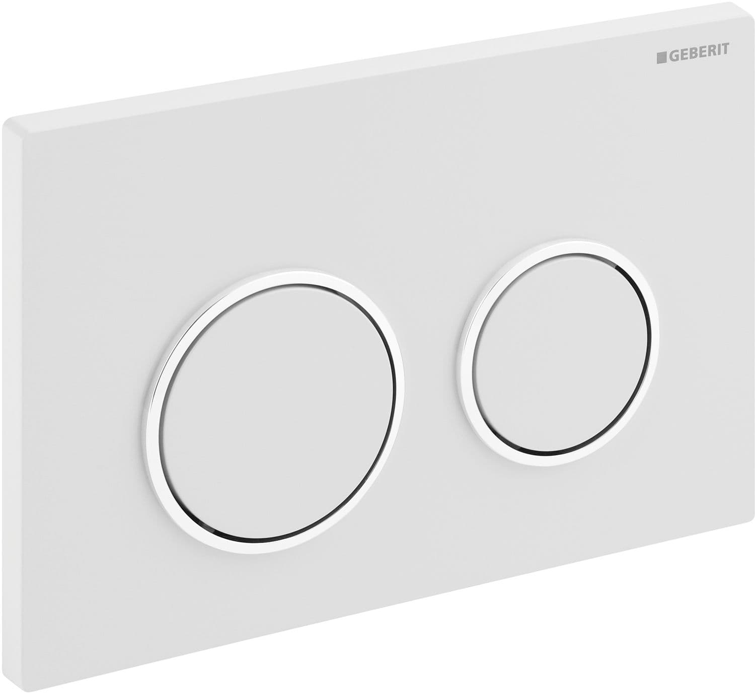 PLAQUE DE COMMANDE 2 TOUCHES OMEGA20 ROND GEBERIT BLANC-CHROME