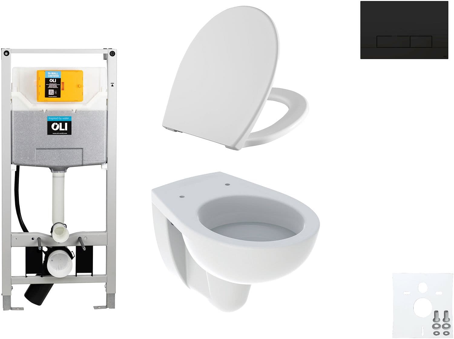WALLFIX OLI WC SUSPENDU BASTIA D600 SOFTCLOSE + LIFT-OFF GLAM MAT NOIR