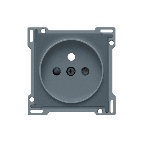 Set de finition pour prise de courant avec broche de terre et obturateurs de protection, pour Niko Rocker et Niko Toggle, blue grey coated