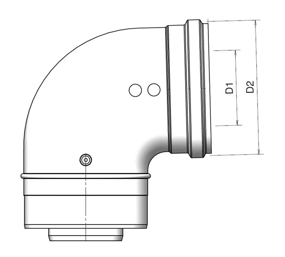 Muelink & Grol TwinSafe coude d'évacuation des fumées 90° D 100/150 PPS