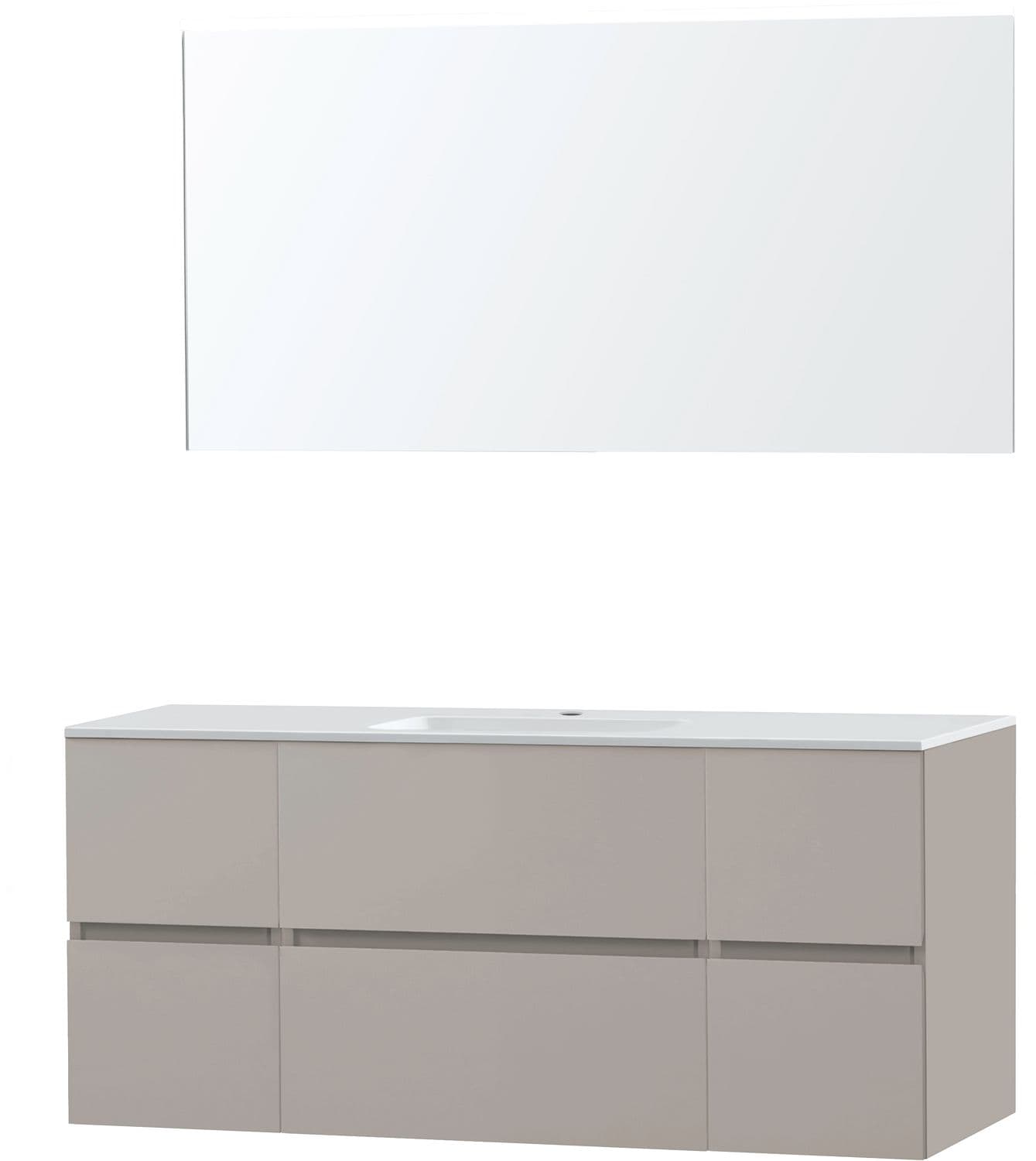 MEUBLE MOLTO POUDRE GRIS 140 1 LAVABO MARBRE SYNTHETIQUE MIROIR
