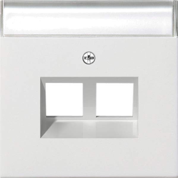 Cache avec sortie oblique 30° et zone d'inscription pour anneau de support jack modulaire 2 x Blanc