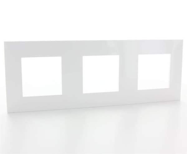 Valena plaque 3 postes horizontal - vertical entraxe 71mm Blanc Chrome