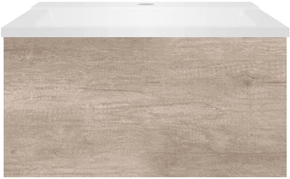 SOUS MEUBLE COFFEE 1 TIROIR 60 CHENE DECOR FLANELLE+LAVABO BLANC
