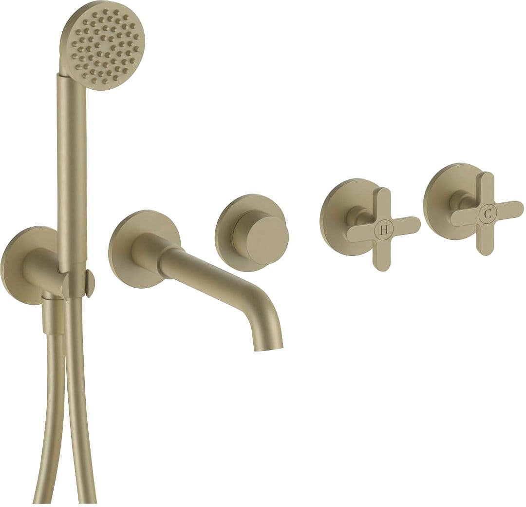 SET DE FINITION MITIGEUR BAIN 5 TROUS MURAL ICONA CLASSIC FANTINI MAT BRITISH GOLD PVD