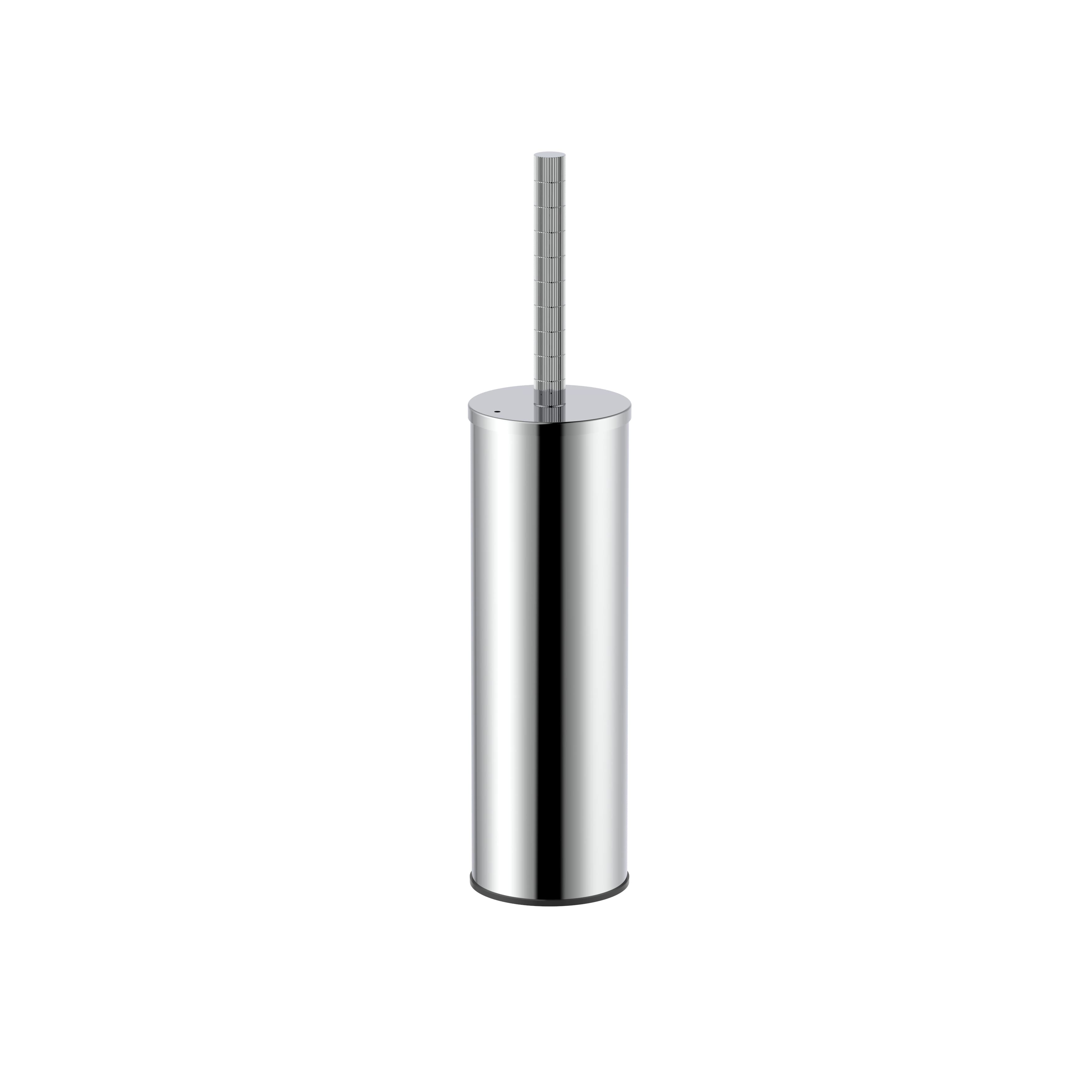 STRIA BROSSE WC AVEC SUPPORT – MANCHE AVEC STRUCTURE STRIÉE RAFFINÉE – SUSPENDUE OU À POSER – AVEC RÉCIPIENT INTÉRIEUR EN PLASTIQUE – CHROME
