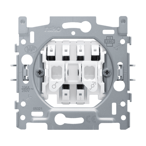 Socle pour interrupteur pour volets, verrouillage électrique, 10 A, bornes à connexion rapide