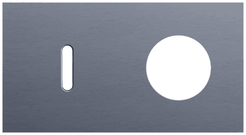 Plaque de recouvrement double, horizontale 71 mm d'entraxe, pour une fonction de commutation simple et une fonction de prise de courant, Niko Rocker alu blue grey brushed