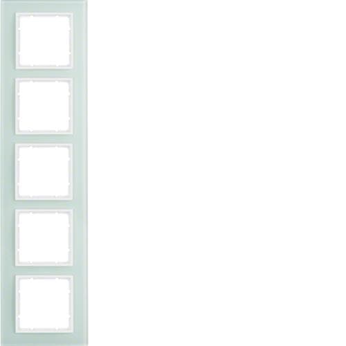Plaque de recouvrement 5 postes Berker B.7 Verre, Blanc polaire