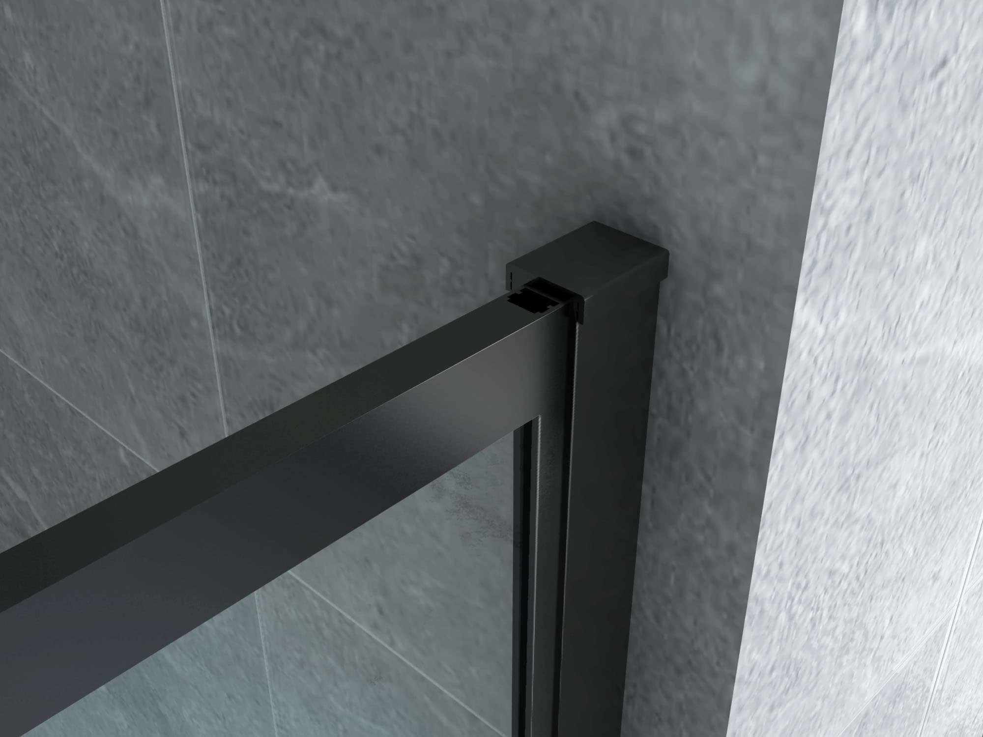 ALONI DOUCHE À L’ITALIENNE AVEC CADRE - 900X2000MM - NOIR MAT-VERRE CLAIR