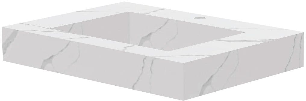 TABLET MARBRE CERAMIQUE PURO LAVABO S L70 H10 +TROU ROBINET WHITE CALACATTA