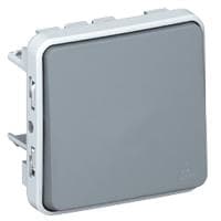 Plexo poussoir (NO + NF) 10A 250V composable Gris