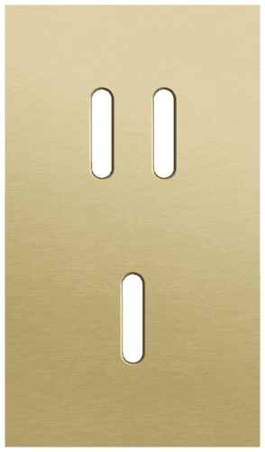 Plaque de recouvrement double, verticale 60 mm d'entraxe, pour une fonction de commutation double et une simple, Niko Rocker alu gold brushed