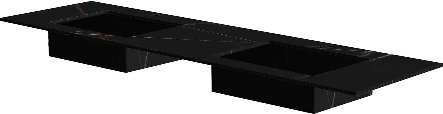 TABLET MARBRE CERAMIQUE PURO LAVABO S DOUBLE L180 H1,2 +TROU ROBINETS BAMBOO BLACK