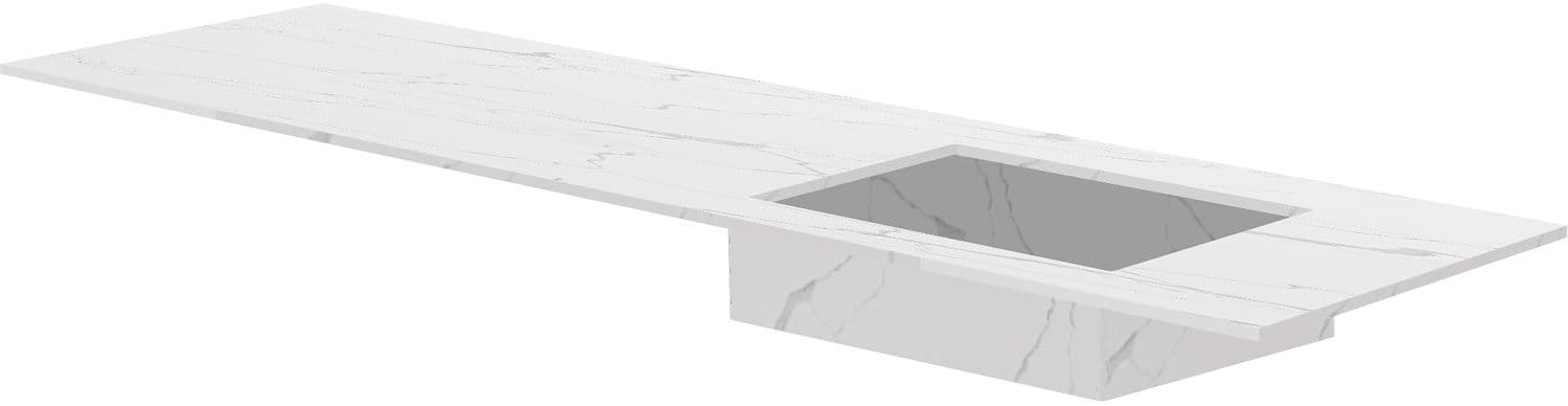 TABLET MARBRE CERAMIQUE PURO LAVABO S DROITE L180 H1,2 SANS TROU ROBINET WHITE CALACATTA