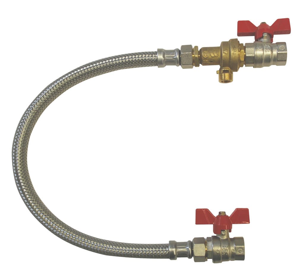 CAB set de remplissage chauffage central + 2 robinets à bille L 500 mm 1/2" FF
