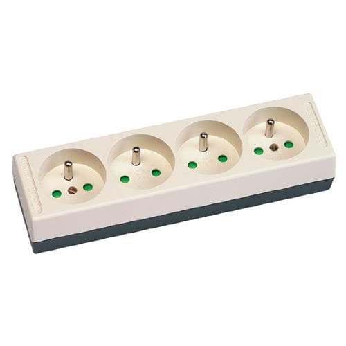 Bloc multiprises 4 x prises 2 pôles + T 16A - sans câble - Ivoire