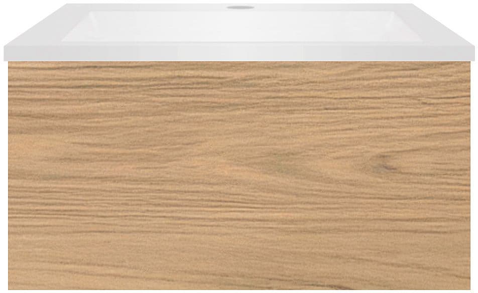 SOUS MEUBLE COFFEE 1 TIROIR 60 CHENE CLASSIQUE+LAVABO EN MARBRE SYNTHETIQUE BLANC MAT