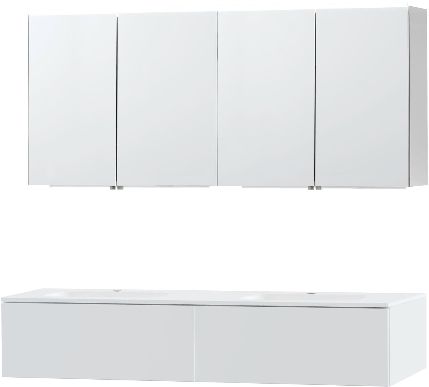 MEUBLE PURO DUO BLANC 160 1 LADE MARBRE SYNTHETIQUE ARMOIRE TOILLETTE