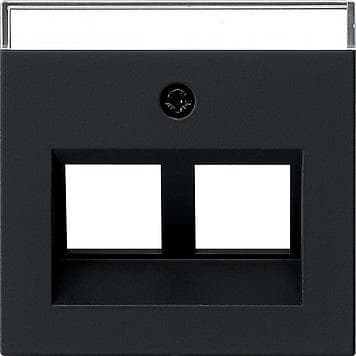 Cache avec sortie oblique 30° et zone d'inscription pour anneau de support jack modulaire 2 x Noir