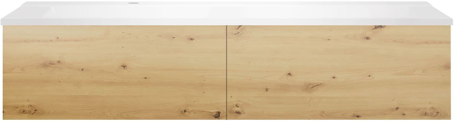 SOUS MEUBLE COFFEE 2 TIROIRS 140 CHENE DECOR URBAN+LAVABO GAUCHE BLANC