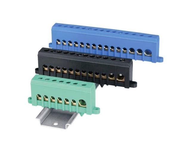 Barre de terre pour rail din section 1 x 35 - 2 x 25 - 12 x 16 Grise