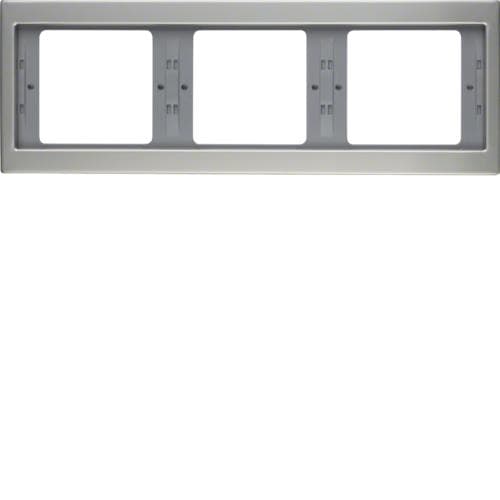 Plaque de recouvrement 3 postes pour montage horizontal Berker K.5 Inox