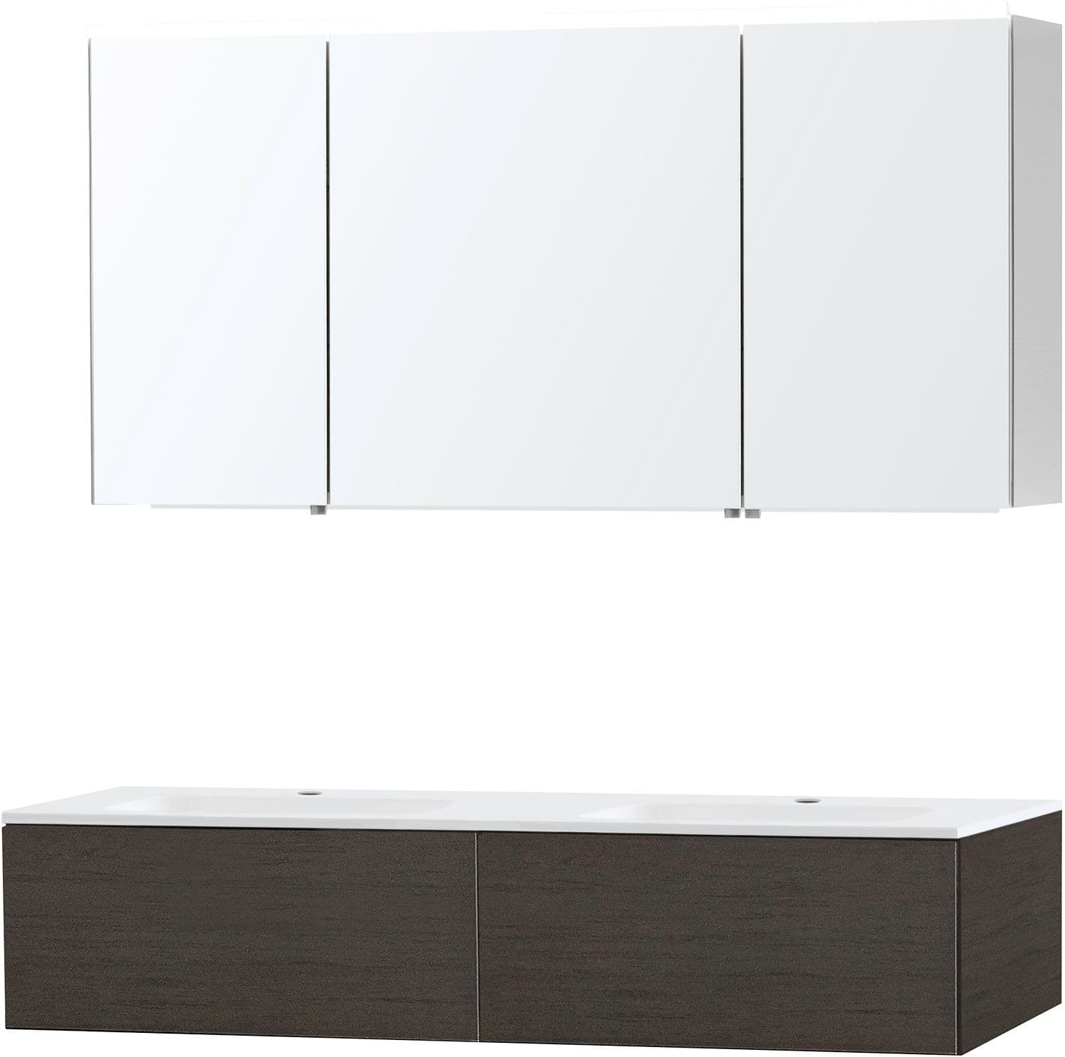 MEUBLE PURO DUO WENGE 140 1 TIROIR MARBRE SYNTHETIQUE ARMOIRE TOILLETTE
