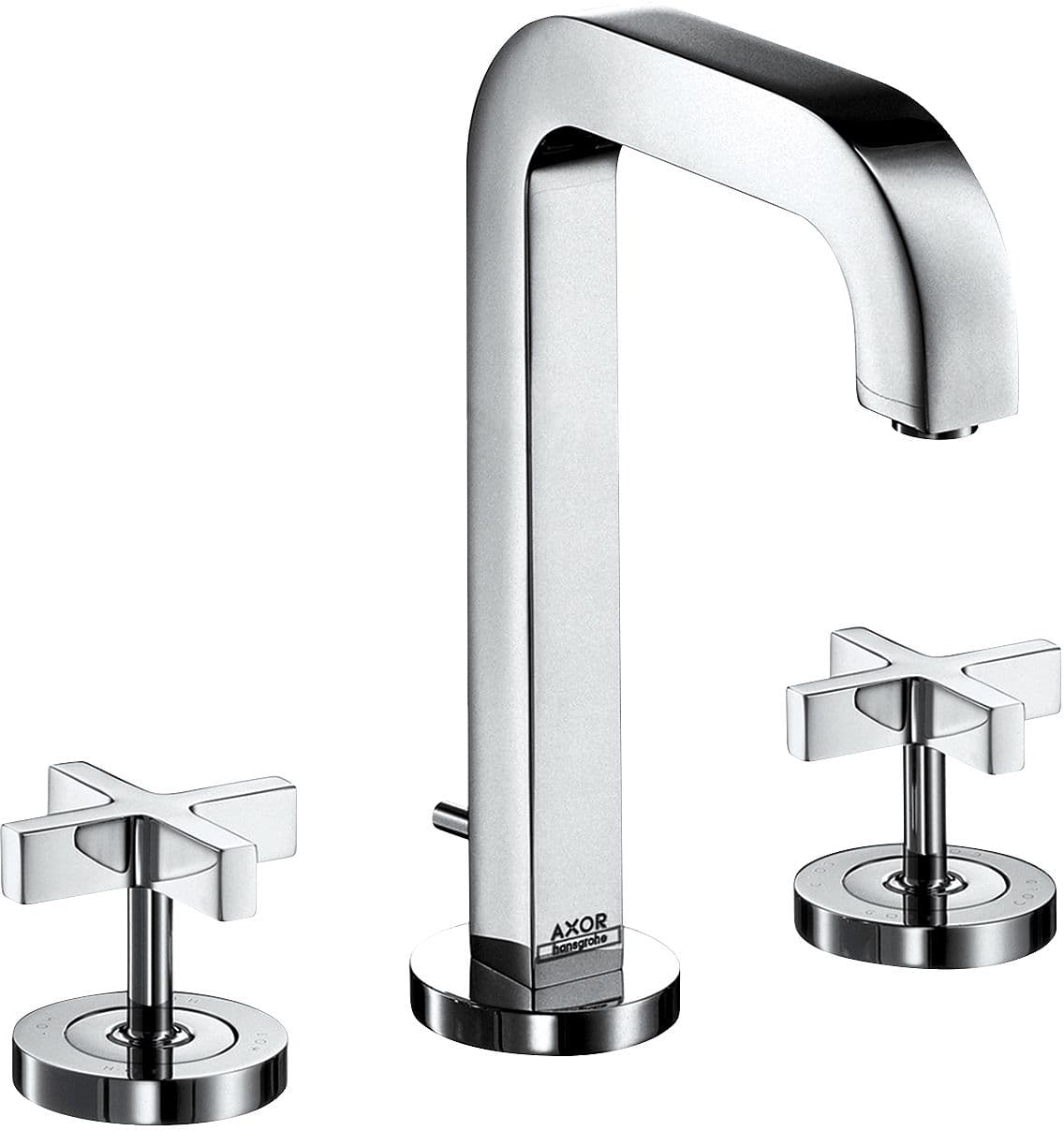 MELANGEUR LAVABO 3 TROUS CITTERIO 170 AXOR POIGNEE CROIX VIDAGE AUTOMATIQUE CHROME