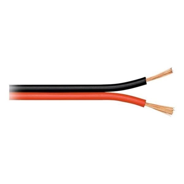 Câble pour haut parleur 2 x 0.75 Rouge Noir en rouleau de 100m classe CPR: ECA