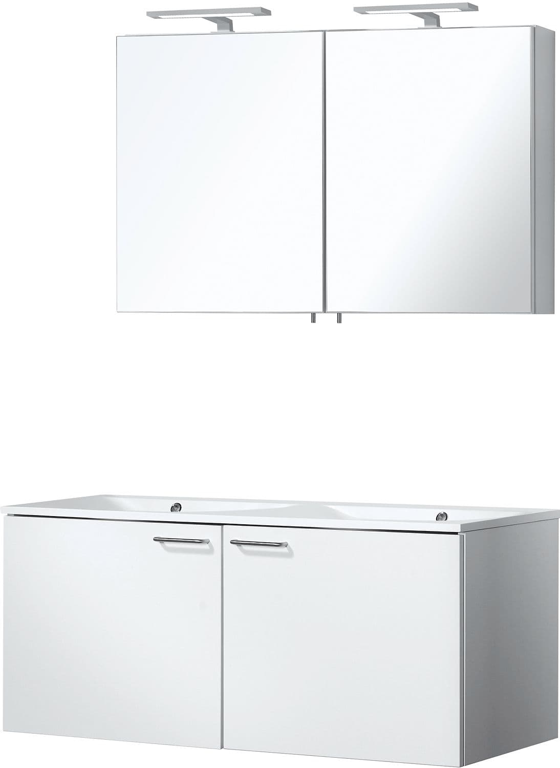 MEUBLE BIZZY 120/120 AVEC ARMOIRE TOILETTE 120 AVEC ECLAIRAGE BLANC