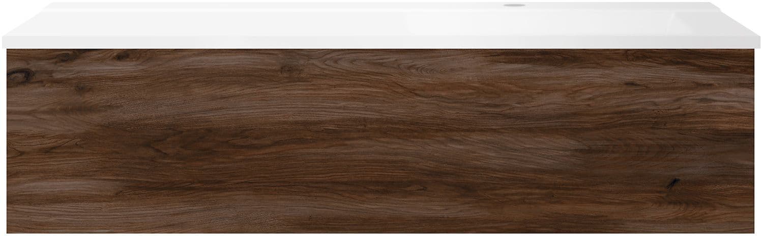 SOUS MEUBLE COFFEE 1 TIROIR 120 NOYER DECOR VELOURS+LAVABO DROITE BLANC